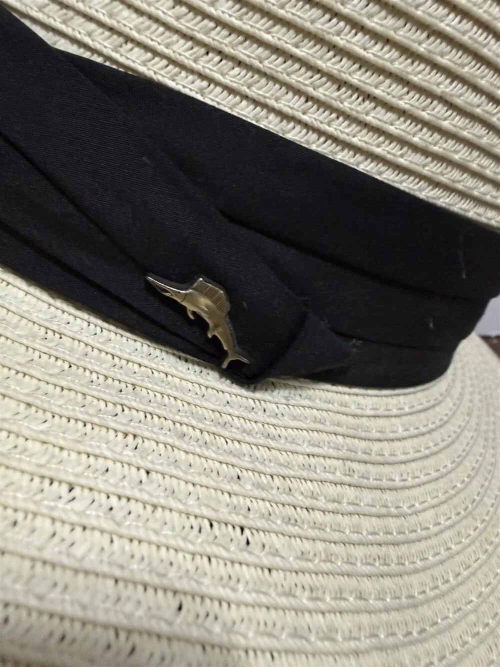 Tommy Bahama Men's Hat Natural Paper Fedora Straw Marlin Logo Summer Beach